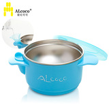 ALcoco/爱伦可可 保温碗注水式不锈钢儿童碗宝宝碗儿童餐具两用型