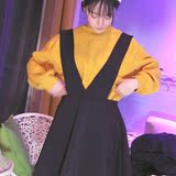春季韩版新款高腰百搭气质显瘦短裙蓬蓬裙背带连衣裙女装