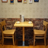 西雅图实木西餐桌椅咖啡桌餐厅原木方桌咖啡厅桌椅甜品店桌椅组合