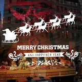 白色圣诞节墙贴纸贴画商场商店橱窗玻璃装饰圣诞老人麋鹿驯鹿英文