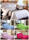 酒店宾馆美容院按摩院足浴店专用纯色床单全棉缎条床罩可定做尺寸
