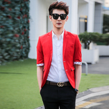 16春装男式韩版英伦中袖小西服潮流修身青春流行男士七分袖外衣套