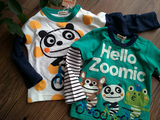 包邮！ZOOMIC日本原单 小童婴幼儿卡通熊猫 纯棉长袖假两件T恤