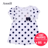 安奈儿童装夏季新款女童纯棉圆点短袖T恤针织衫AG521435