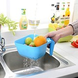 可挂式水槽塑料沥水篮 厨房洗菜盆洗菜篮水果蔬菜沥水篮子 禾