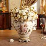 欧式古典彩绘陶瓷花瓶 美式家居摆设复古装饰品 玄关 五斗柜摆设