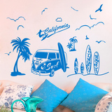 地中海素描沙发背景墙房间装饰品墙贴纸贴画创意椰树海南自粘壁纸