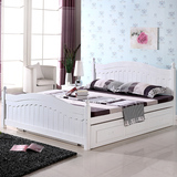 欧式实木床拖床拖拉双人床1.2 双层床松木床 上下铺带抽屉子母床