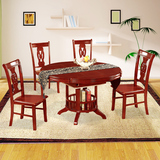实木餐桌橡胶木餐椅组合圆变方餐桌可伸缩餐桌可折叠餐桌多用餐桌