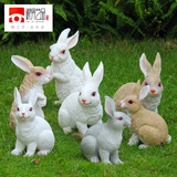 树脂动物雕塑工艺品景观花园林庭院户外装饰品 仿真小白兔子摆件
