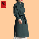 中式原创大码高端风衣外套女春季宽松廓形翻领外套长袖纯色风衣