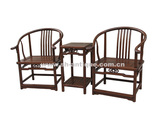 矮圈椅明式圈椅三件套 榆木圈椅 茶室椅 休闲椅 中式古典围椅禅椅