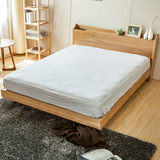 美芮家居北欧宜家1.8 1.5橡木实木床创意简约插座双人床卧室家具