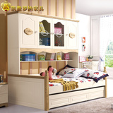 儿童衣柜床子母床高低床双层床白蜡木实木组合带柜储物上下床三包