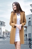2015韩版新款纯色毛呢女中长款双面呢羊绒大衣女修身大衣外套羊毛