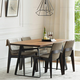 北欧餐桌钢木家具铁艺桌子简约实木餐厅桌多功能办公桌创意咖啡桌