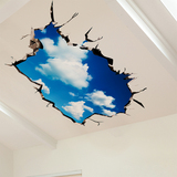 3D创意立体墙贴纸卧室床头天花板自粘壁纸宿舍装饰品蓝天星空贴画