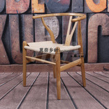 法式乡村/美式乡村风格扶手椅/实木橡木天然藤面书房椅/出口原单