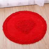大红圆形雪尼尔地毯 结婚跪拜全棉 喜庆垫子 床边脚地垫 吸水地毯