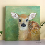 Birdy原创纯手绘动物油画森林小鹿 创意家居装饰挂画礼物 包邮