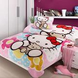 韩国儿童卡通法莱绒Hello kitty床上用品 三/四件套 粉色床单1.5