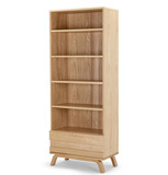 日式北欧简约风家具定做全实木原木色书柜白橡木开放式书柜储物柜
