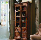 欧式美式家具定制美式实木书柜展示柜装饰柜文件柜瓷器柜两门书柜