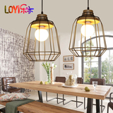 北欧美式简约创意个性吧台吊灯客厅咖啡厅餐厅灯复古铁艺网状吊灯