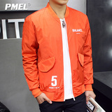 pmel春季青少年夹克男士外套韩版薄款学生修身印花青年时尚棒球服