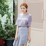 韩国代购进口直发Cherrykoko正品2016夏新款女装中长款字母短T恤