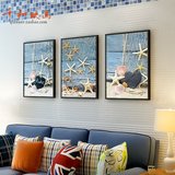地中海客厅装饰画现代简约北欧沙发挂画儿童房卧室墙画三联壁画
