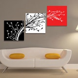 客厅装饰画现代简约抽象无框画墙面挂画餐厅卧室壁画黑白红发财树