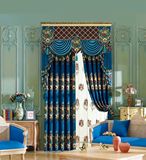 晟立纺织公司新款上架欧式成品雪尼尔绒窗帘成品8001-蓝