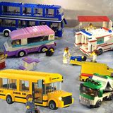 星钻城市拼装积木塑料拼插拆益智男女孩玩具公务车儿童生日礼物