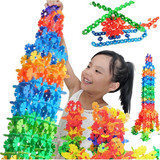 儿童益智塑料拼插积木雪花片300片桶装12色早教玩具亲子乐高式