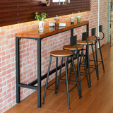 家用吧台桌客厅实木靠墙高桌子高脚桌简易复古酒吧桌椅定制定做