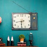 欧式钟表挂钟客厅创意长方形现代个性电子钟墙贴美式壁钟铁艺装饰