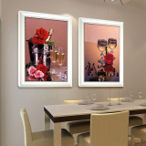 餐厅装饰画 酒柜壁画厨房红酒杯水果抽象简欧现代饭厅背景墙挂画