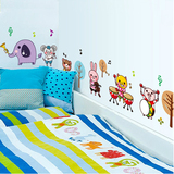可爱小动物乐团 柜子贴踢脚线装饰贴儿童房床头贴画 可移除墙贴纸