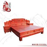 大床榆木家具 实木双人床带床头柜抽屉山水明清 2米仿古中式雕花