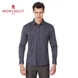 Montagut 梦特娇 秋冬男士休闲衬衣 几何图案丝光棉针织长袖衬衫