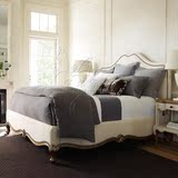 欧式美式乡村实木框架布艺软包双人床法式雕花床高端别墅家具定制