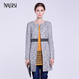 NAERSI/娜尔思年新款春装女修身显瘦保暖圆领长袖呢子外套