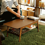 日式休闲小户型客厅书房卧室咖啡厅实木茶几 桌子双层茶几