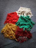 PAPAMAMA韩国韩版原单儿童围巾2015秋冬款流苏编织女童三角围巾