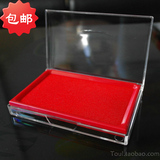 快干印台大号超大印泥透明长方形红色印油办公速干快干印章印台盒