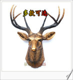 树脂工艺品金色仿真鹿头麋鹿驼鹿驯鹿标本壁挂墙饰动物头壁挂件饰