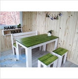 地中海实木餐桌做旧田园饭桌复古咖啡桌椅西餐厅桌椅彩色桌椅组合