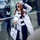 2015冬季外套新款韩版连帽长袖学生修身大码棉服中长款棉衣女潮厚