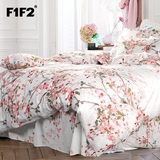 F1F2家纺 60支贡缎长绒棉四件套 1.5米床单床笠被套1.8m床上用品